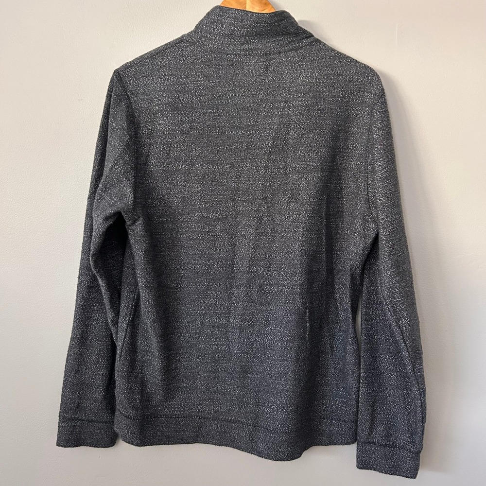 Marine Layer Mens L Charcoal Gray Speckled Henley Pullover 1/4 Button Sweatshirt - Picture 3 of 8